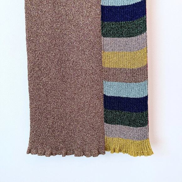 Missoni Metallic Striped Ribbed Knit Midi Dress Green Lettuce Hem Multicolor - Picture 5 of 12